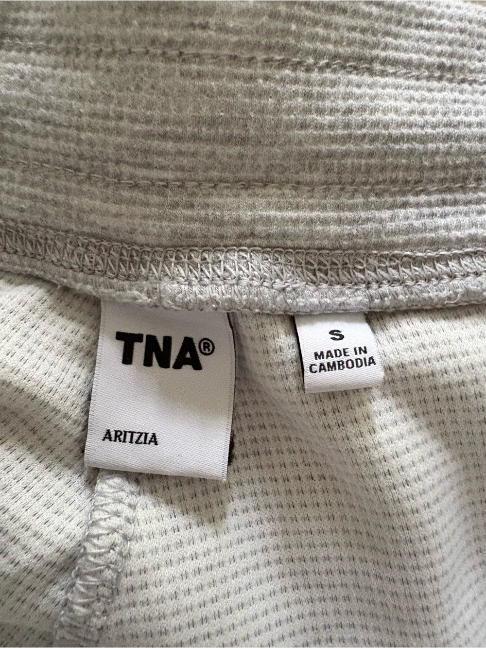 Aritzia Light Gray Ribbed Drawstring Track Pants - Picture 3 of 3
